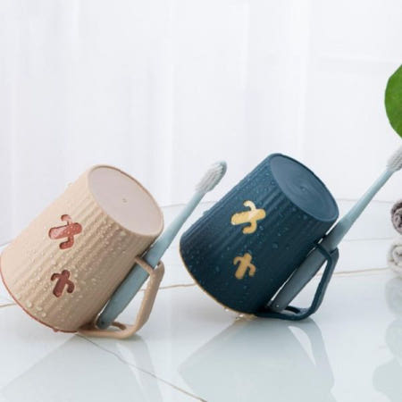 dinosanghoe 선인장 자수 양치컵 칫솔꽂이 개인 위생 욕실 칫솔컵 세면 용품 화장실 수납 컵