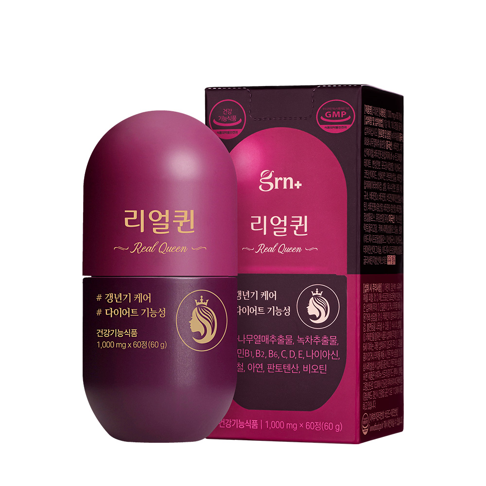 GRN 갱년기영양제 녹차카테킨 리얼퀸 다이어트보조식품 60정(1개월분) 제품 이미지