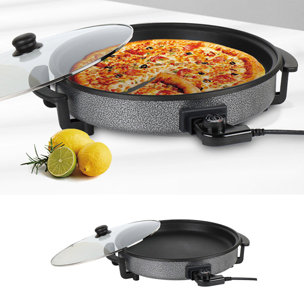 키친아트 대용량 42cm 전기팬 피자팬 내열투명유리뚜껑 5단조절 부침 구이 - 상품 이미지