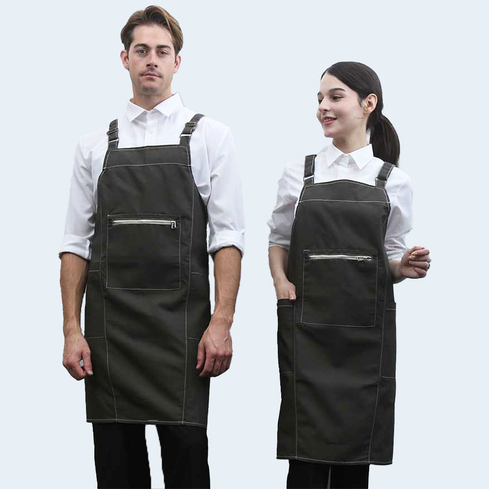 옥스포드브라운스티치 H형서빙앞치마 가게 업소 카페 주방 홀 식당앞치마 - 상세 이미지 3