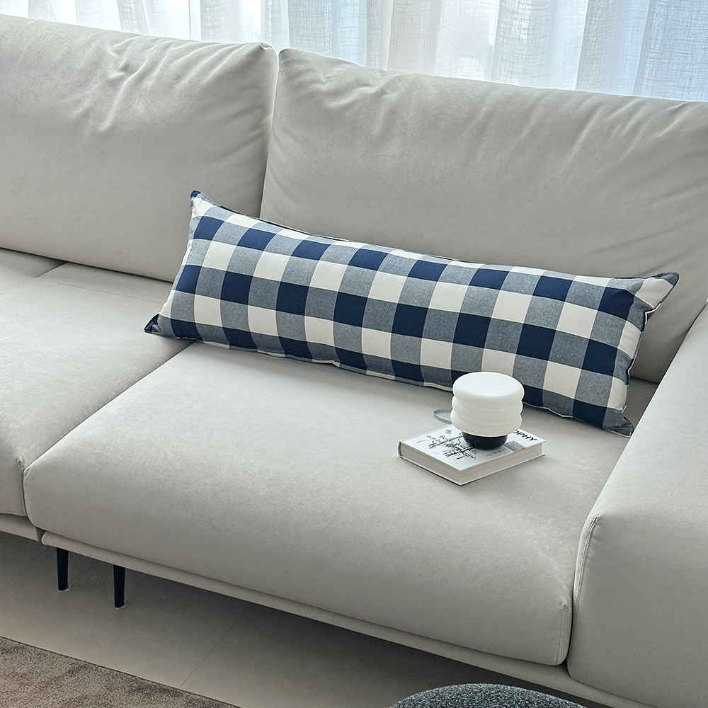 클래식 빅체크 워싱 광목 30수 순면 사각 롱쿠션 긴베개 긴쿠션 바디필로우 커버