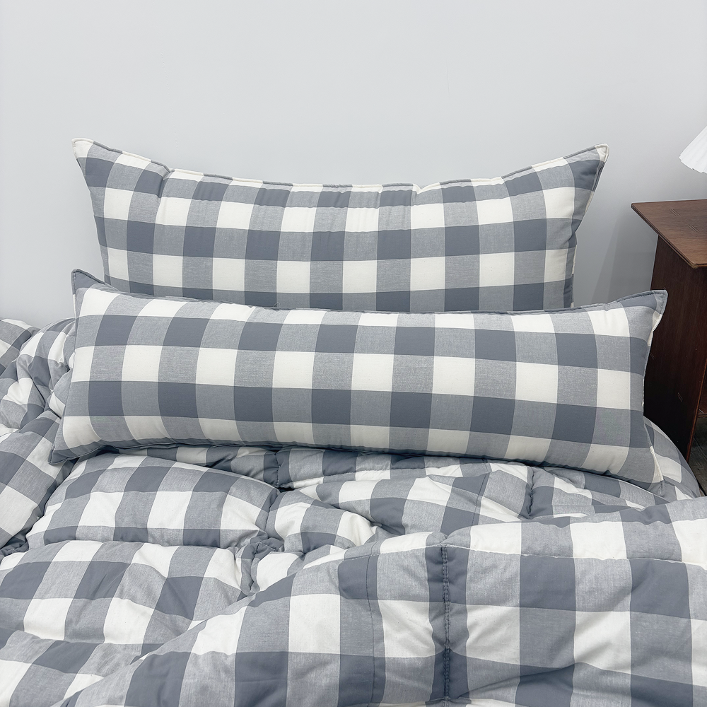 클래식 빅체크 워싱 광목 30수 순면 사각 롱쿠션 긴베개 긴쿠션 바디필로우 커버