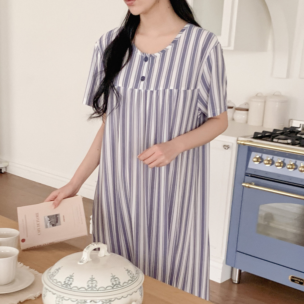 투위 여름 반팔 프릴 원피스잠옷 코튼 면 잠옷 인견 플라워 홈웨어 빅사이즈 여성실내복 상품 이미지