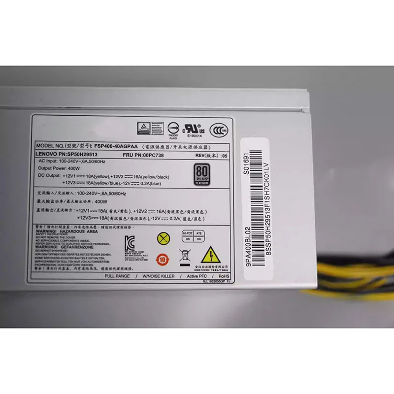 Lenovo호환 ThinkStation M910T M920T FSP400-40AGPAA 00PC738전원공급장치 새 PSU 400W