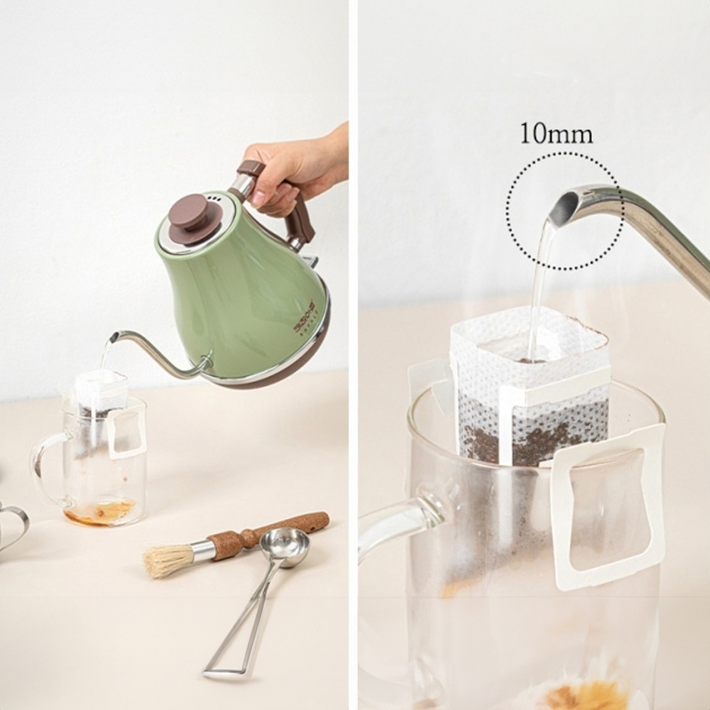 키친아트 레트로 핸드 드립 무선 전기 포트 1.2L 스테인레스 드립팟 커피포트 1500W - 상세 이미지 4