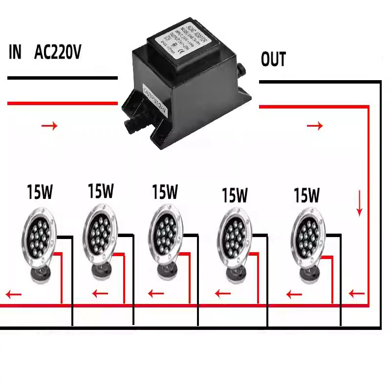 220V 야외 광장 변압기 AC12V 10W 20W 30W 50W 60W LED 수램프 수영 램프 방수 저주파