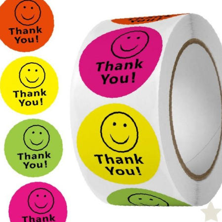 웃는 얼굴 감사 인사 라벨 스티커 온라인 쇼핑몰 택배 포장 봉투 박스 마감 고객