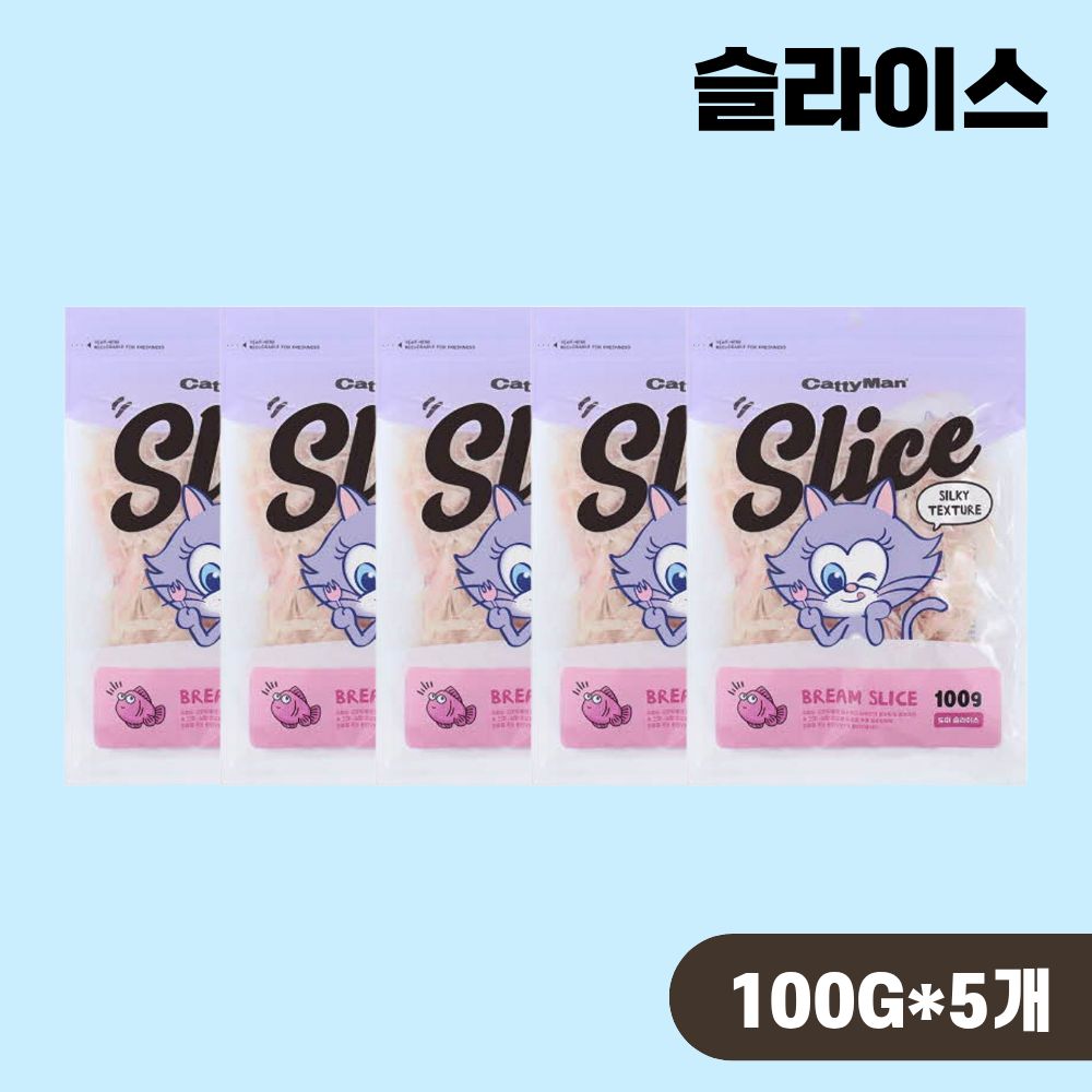 캐티맨 슬라이스 고양이간식 도미, 100g, 5개 - 상품 이미지