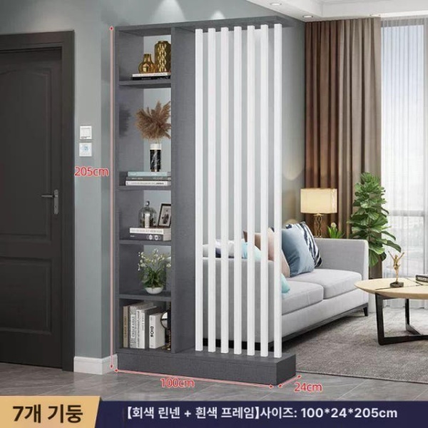 모던 가벽 철제 파티션 이동식 공간분리 셀프 기둥 경량 카페 80cm 회색 패턴 보드+흰 기둥 5개 조립 - 상세 이미지 2