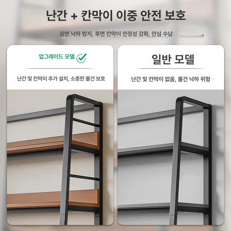 모던 철제 인테리어 선반 주방 조립 4단 진열장 캐비닛 포함 5칸 100cm 다크월넛 블랙 - 상세 이미지 3