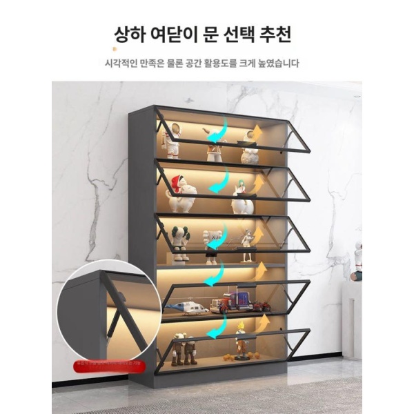 프리미엄 피규어 장식장 키링보관함 디스플레이 아크릴 프라모델 60x40x200 열리는 문 설치 3단 - 상세 이미지 2