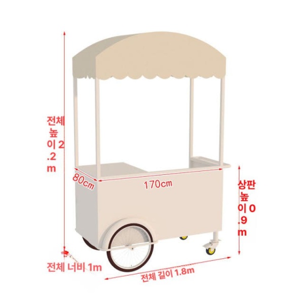 프리미엄 플리마켓 가판대 카트 이동식 식당 간식 판매 서빙 100x100x220 천 A 사이즈 로고 맞춤 지원 이미지 8