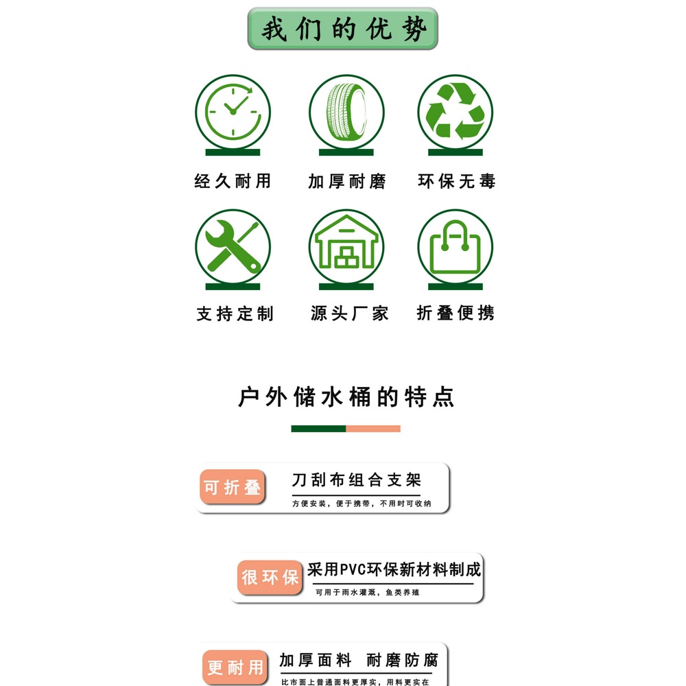PVC 빗물통 빗물받이 농사 농업 이동식 접이식 대용량 물탱크 저장고 200L 원통형 - 상세 이미지 4
