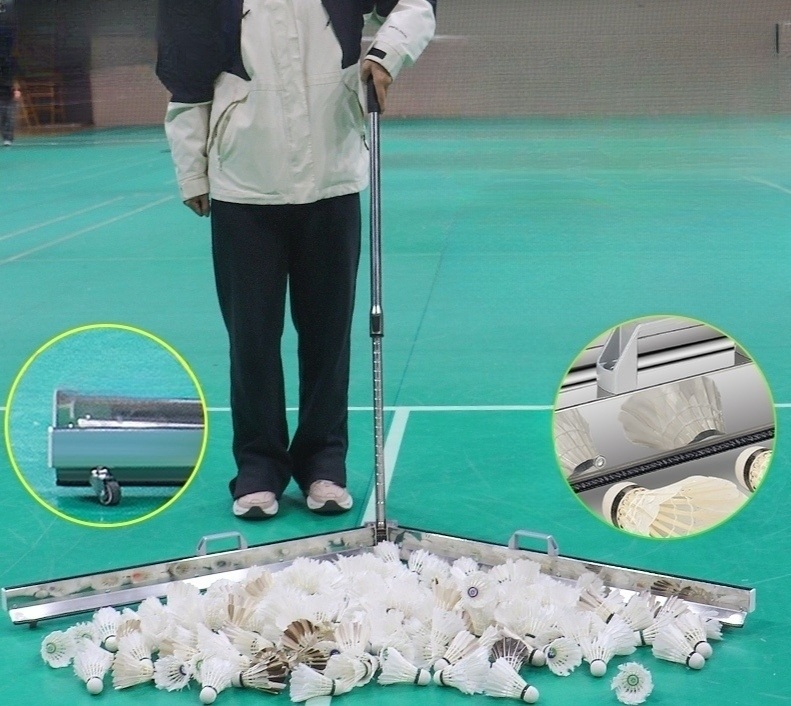 셔틀콕 스위퍼 수거기 밀대 모으기 접이식 높이 조절형 셔틀콕수거기 배드민턴전용 스탠다드 볼 리트리버 - 상품 이미지