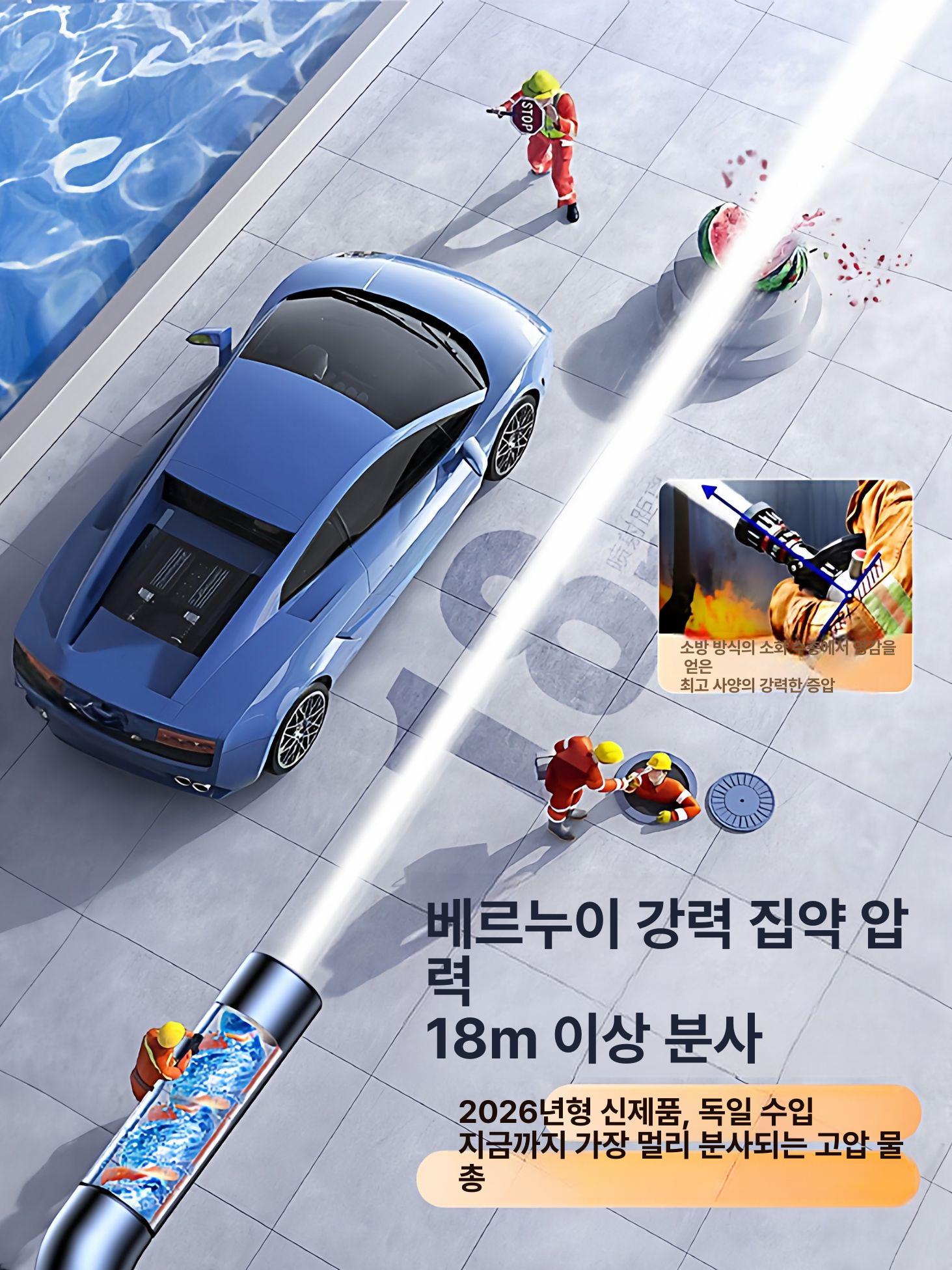 고압 세차건 워터건 차량 물청소 스프레이 노즐 매직호스 분사기 5m 호스 듀얼 나선형 급수전3m - 상세 이미지 5