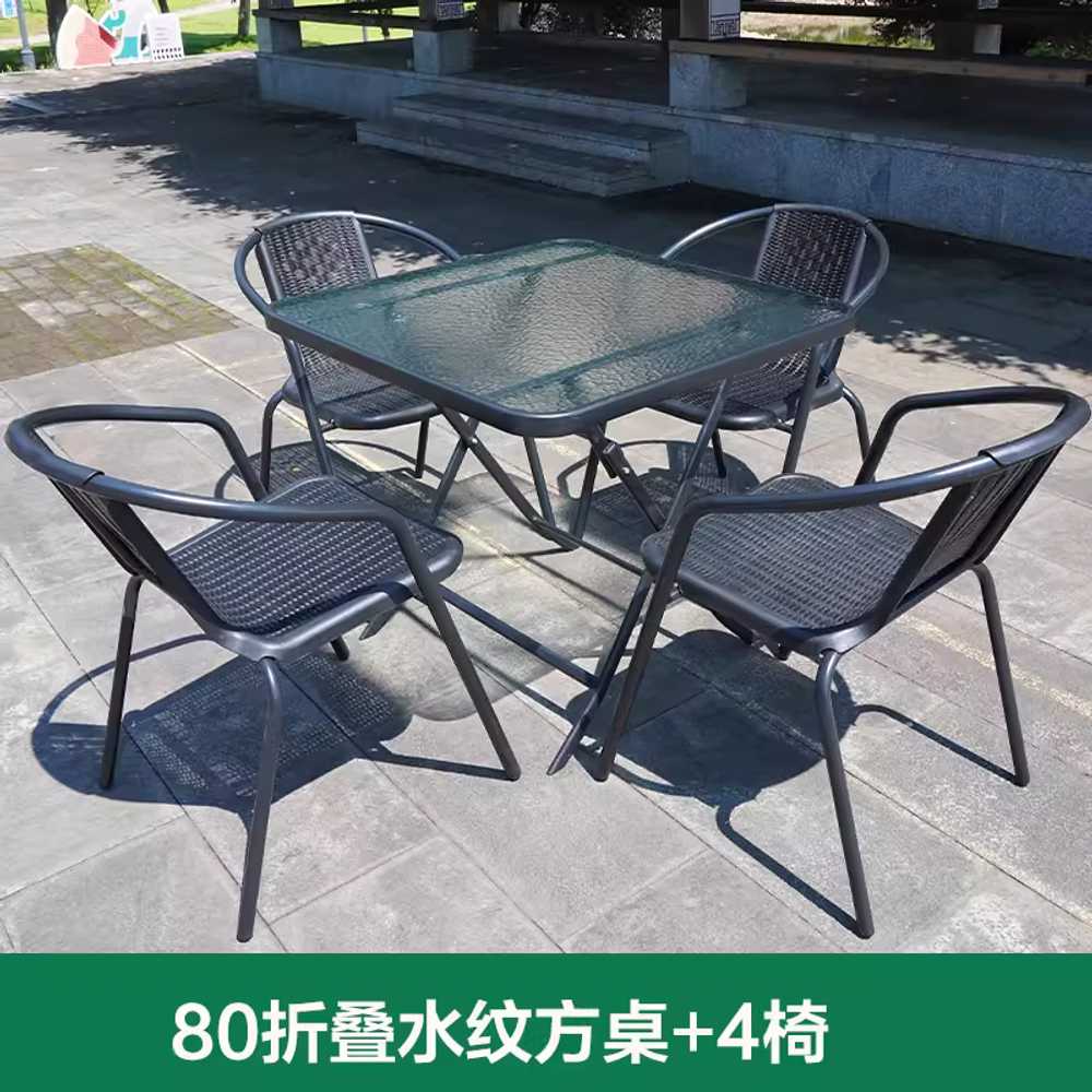 철제 야외 테이블 세트 팔걸이체어 테라스 편의점 80cm 원형 테이블+의자 2개 이미지 8