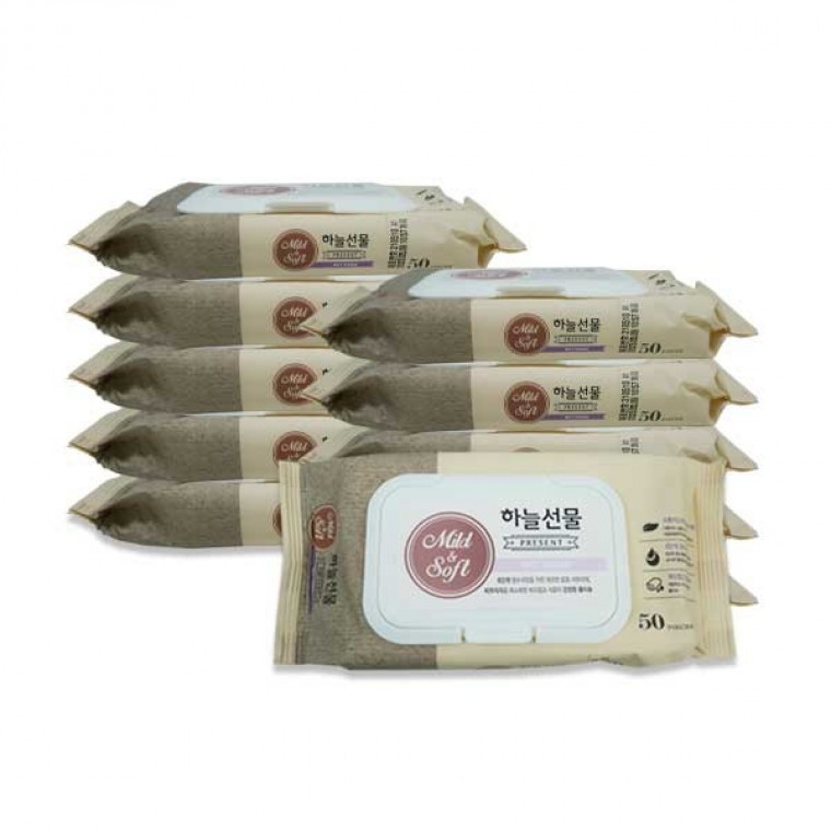 지니몰 하늘선물 물티슈 50매 캡형 저자극 아기 물휴지