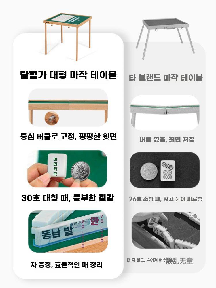 접이식 마작테이블 휴대용 마작 테이블 의자세트 캠핑 마작 테이블+마작/주사위/자 - 상세 이미지 2