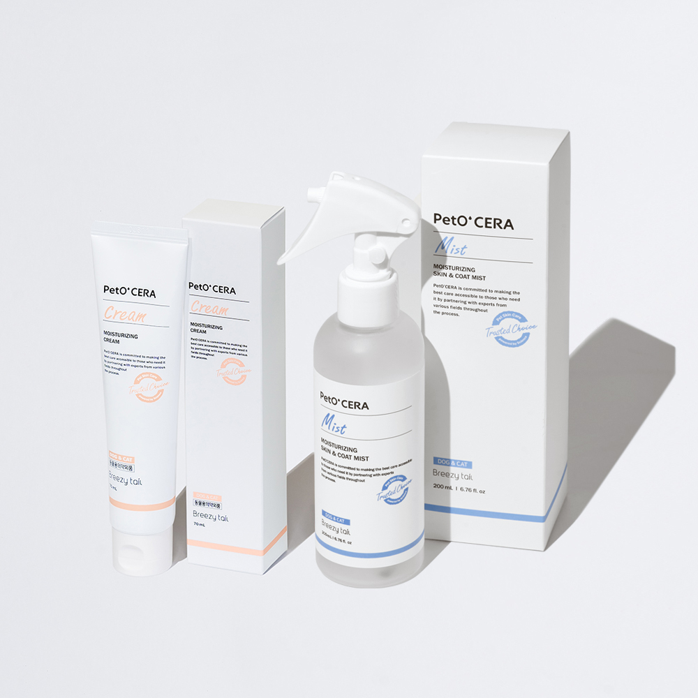[고양이의 날] 페토세라 강아지 고양이 저자극 크림 70ml+미스트 200ml 보습 케어 세트 - 상품 이미지