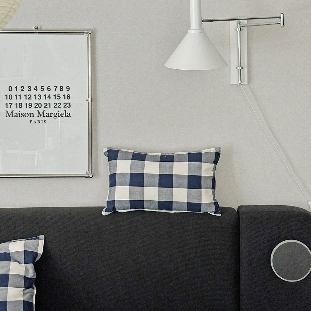 클래식 빅체크 워싱 광목 30수 순면 미니 쿠션 작은 베개커버 컬러3종 30x50