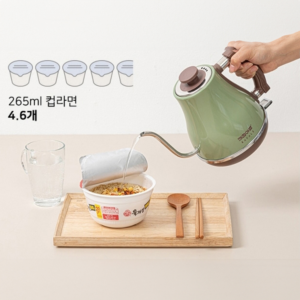 키친아트 레트로 핸드 드립 무선 전기 포트 1.2L 스테인레스 드립팟 커피포트 1500W 이미지 8