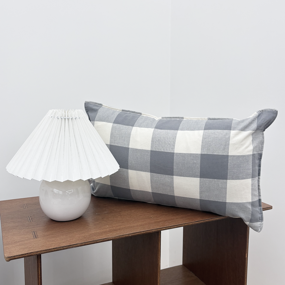 클래식 빅체크 워싱 광목 30수 순면 미니 쿠션 작은 베개커버 컬러3종 30x50