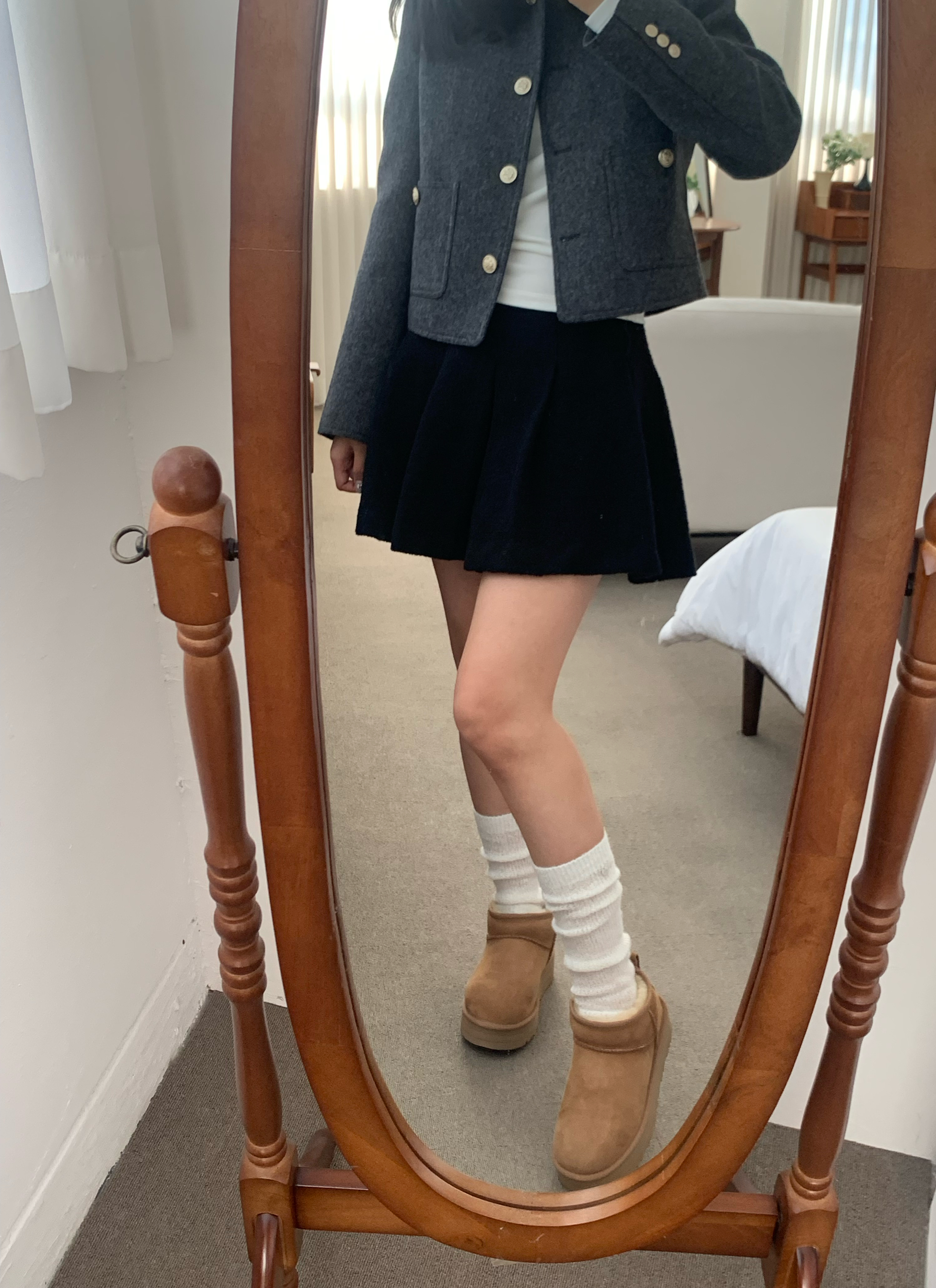 울 팬던트 루즈핏 니트 주름 무릎 워머 니삭스 양말 4color 이미지 6