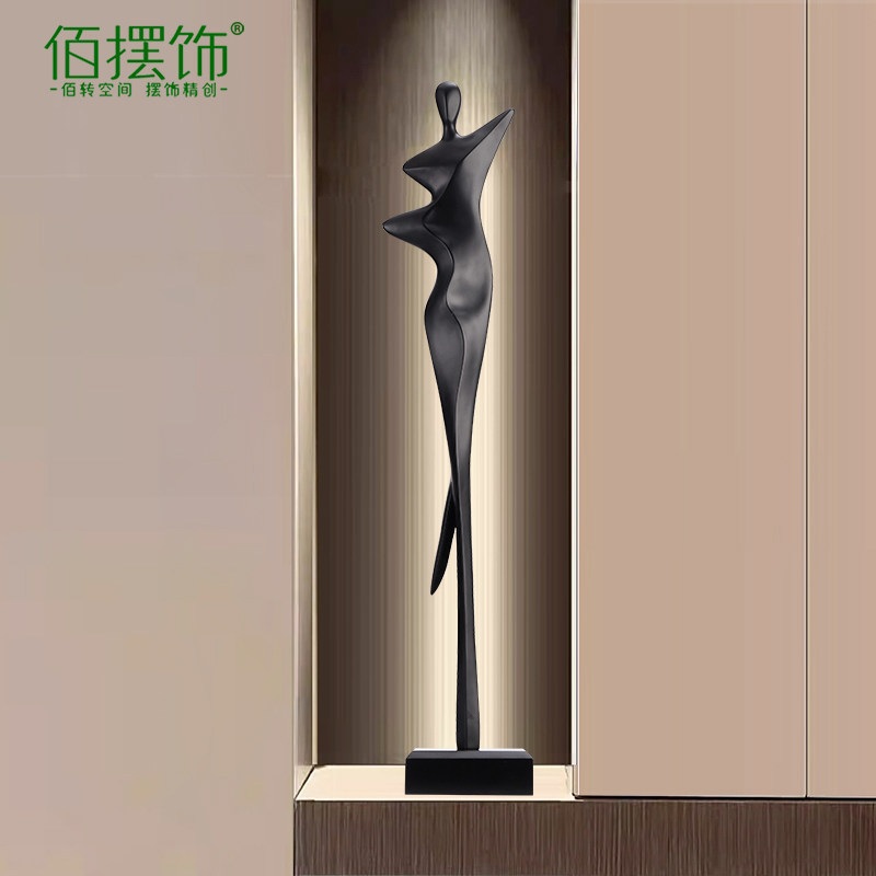 현관 소품 TV 장식 인물 조각 집들이 선물 장식용 인테리어 조각상 엘레강트 블랙 73cm - 상세 이미지 2