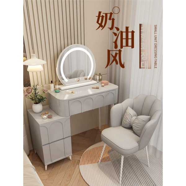 세련된 다용도 벽걸이 미니 거실 수납 선반 모듈 예쁜 벽선반 60 테이블+서랍 의자없음 거울없음 전체 조립 다리만 설치 필요 W08-화이트 구름 거울 - 상세 이미지 3