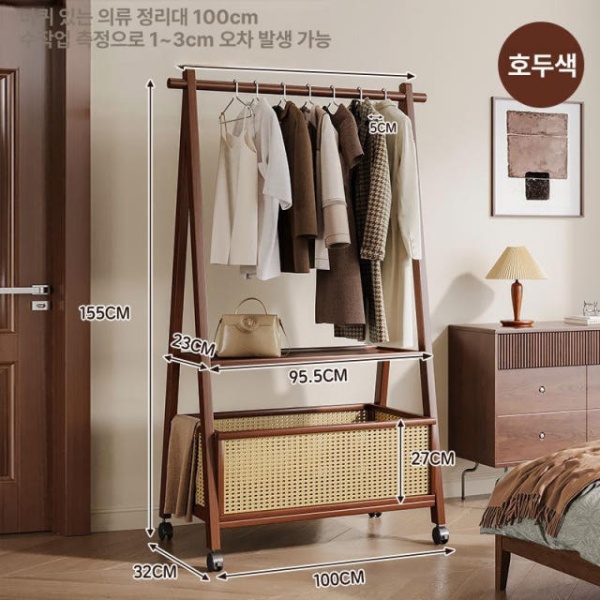프리미엄 원목 옷걸이 스탠드행거 스탠드 옷걸이행거 다기능 호두색-60cm 호두색-60cm 이미지 7
