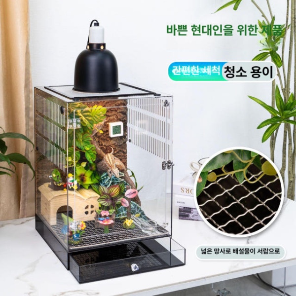 프리미엄 게코 사육장 거북이 양서류 파충류 온도조절 조경 과습방지매트 21 22.5 35cm A패키지 조경 21 22.5 35cm A패키지 - 상세 이미지 4