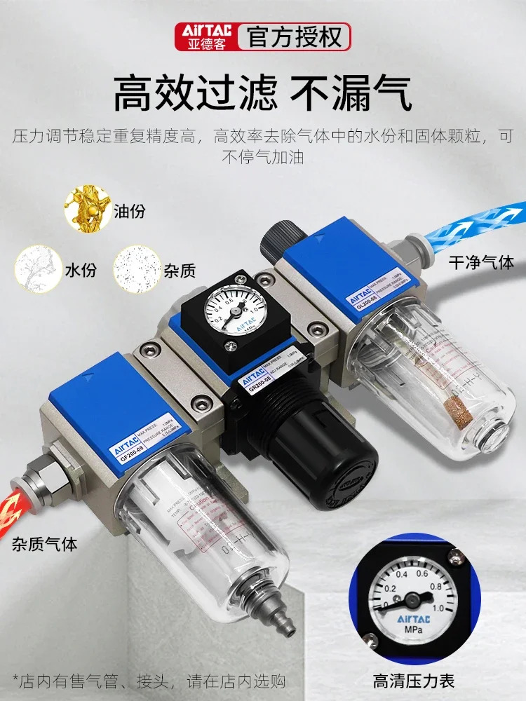 GC300-08 트리플 피스 GFR200-08/GC 오일-물 분리 필터 에어원 프로세서 감압밸브 GR40