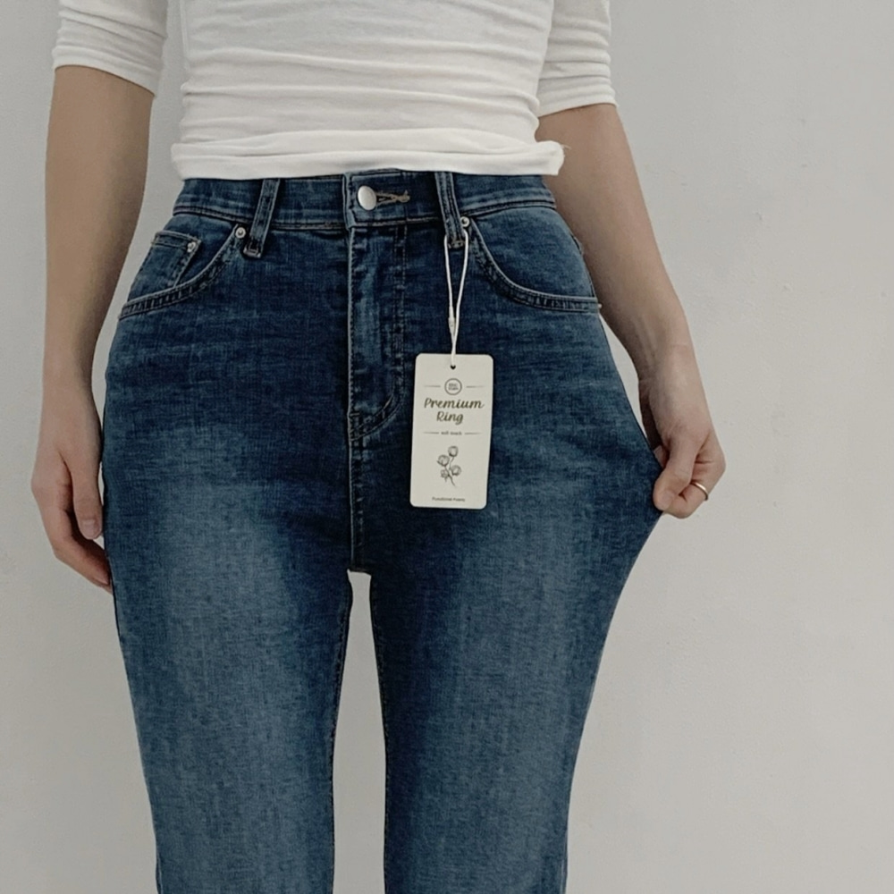 부츠컷 데님 여성 스판 히든밴딩 청바지 봄 가을 진청 세미부츠컷 진 S~XL - 상세 이미지 4