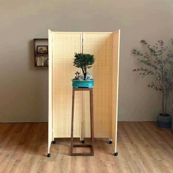프리미엄 이동식 대나무 라탄 우드 파티션 침실 드레스룸 가벽 1.5m 높이x40cm 너비 3개 1.5m 높이x40cm 너비 3개 - 상세 이미지 3