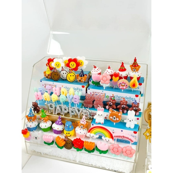 럭셔리 생일초 아크릴 디스플레이 진열대 촛불 카페 HBD 핑크 아치 투명 숫자 촛불 0-골드 - 상세 이미지 3