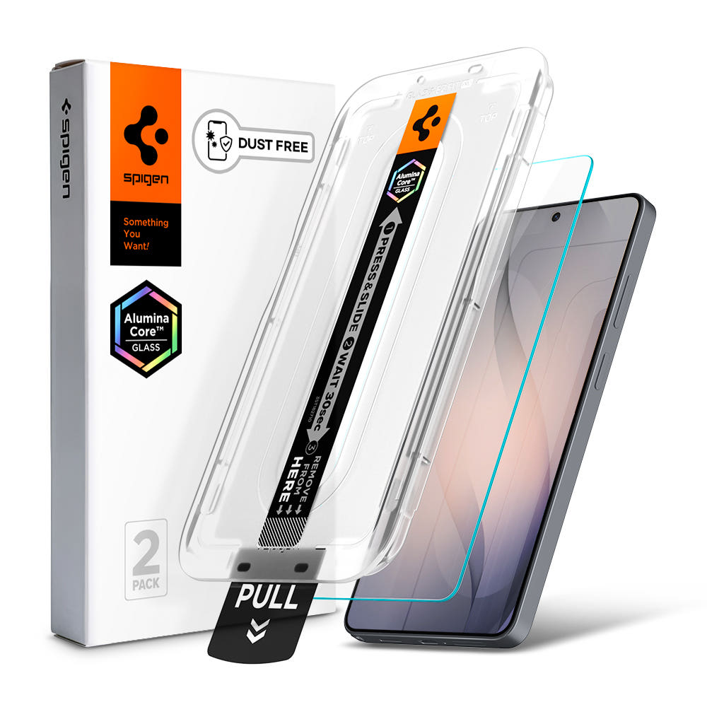 갤럭시 S26 강화유리 부착 가이드 툴 사용 모습