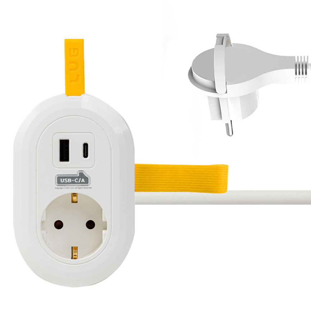 러그박스 1구+USB A타입+C타입 멀티탭 고용량 3500W 1.5m, 탭-화이트, 1개 - 상품 이미지
