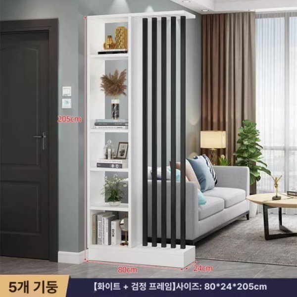 모던 가벽 철제 파티션 이동식 공간분리 셀프 기둥 경량 카페 80cm 회색 패턴 보드+흰 기둥 5개 조립 - 상세 이미지 3