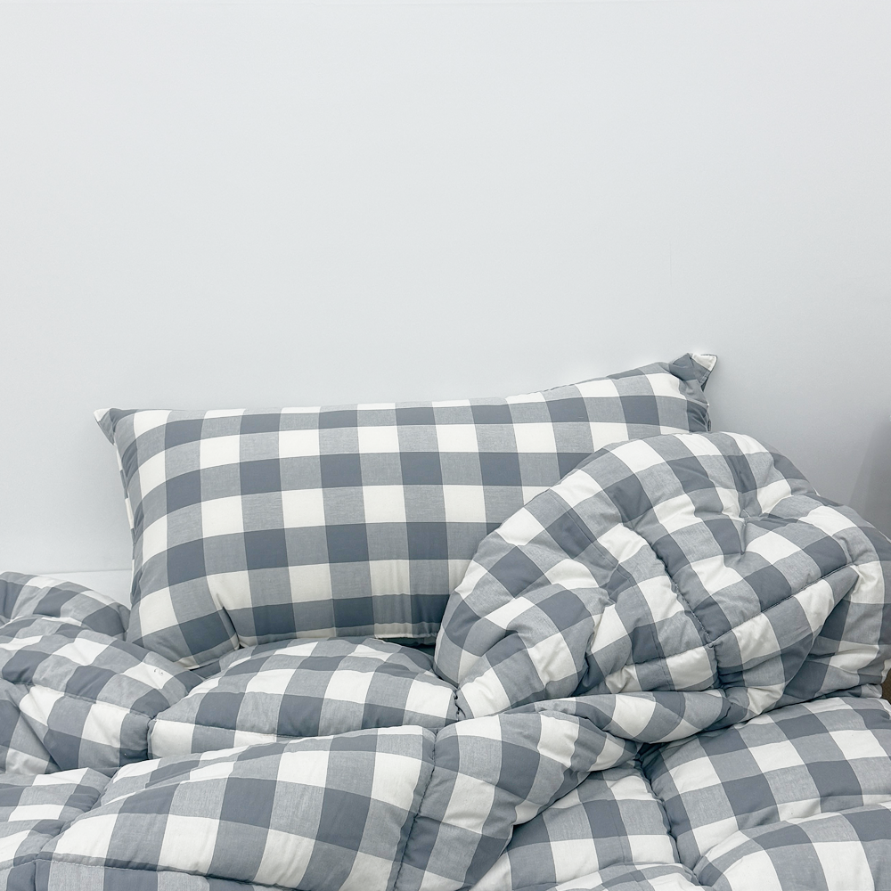 클래식 빅체크 워싱 광목 30수 순면 등받이쿠션 대형베개 등쿠션 커버