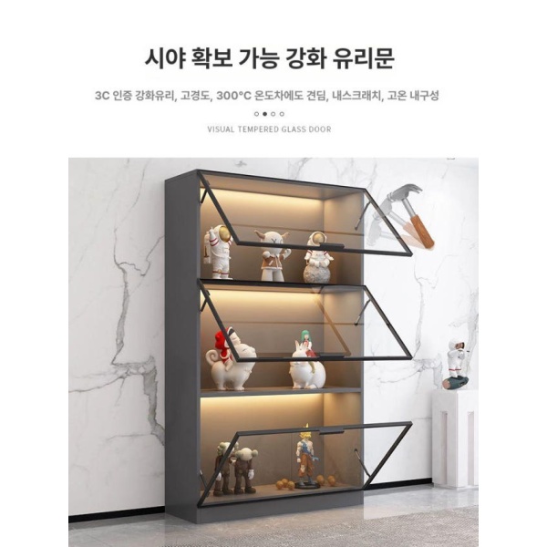프리미엄 피규어 장식장 키링보관함 디스플레이 아크릴 프라모델 60x40x200 열리는 문 설치 3단 - 상세 이미지 5
