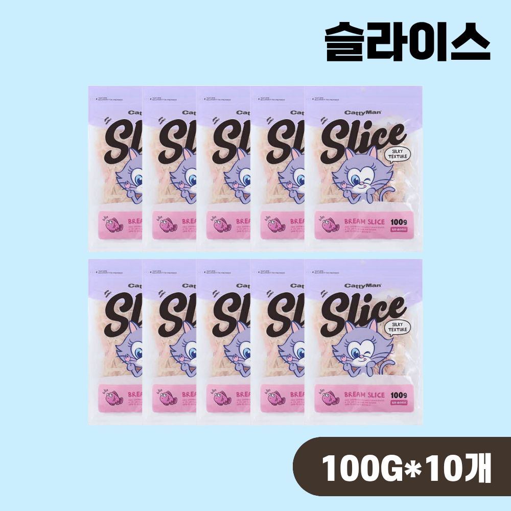 캐티맨 슬라이스 고양이간식 도미, 100g, 10개 - 상품 이미지