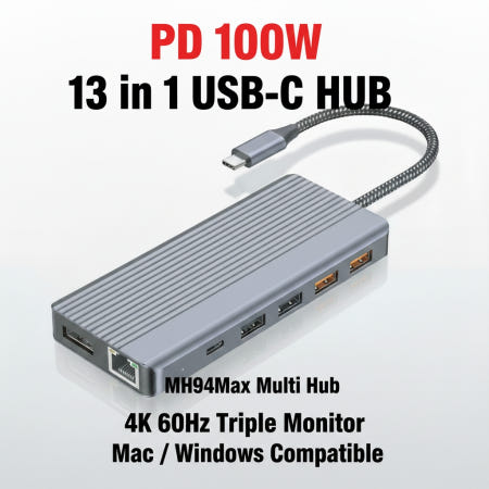 10만 경품 3가지 KROBIN MH94Max 멀티 허브 13 in 1 트리플 모니터 지원