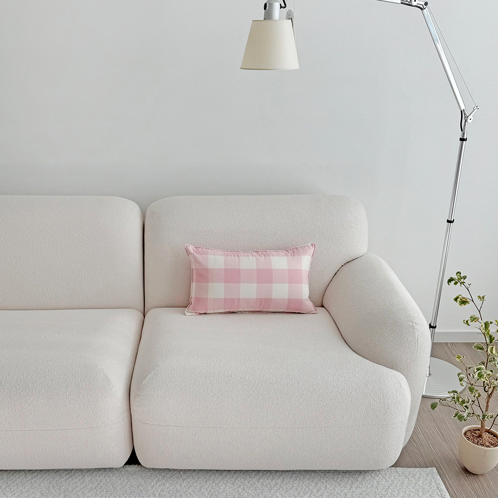 클래식 빅체크 워싱 광목 30수 순면 미니 쿠션 작은 베개커버 컬러3종 30x50