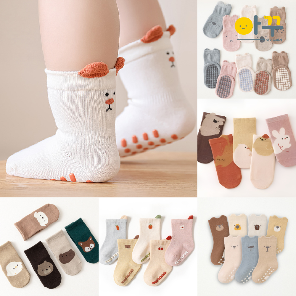 돌아기양말 신생아 양말 아기 유아 미끄럼방지 세트 봄 여름 덧신 제품 이미지