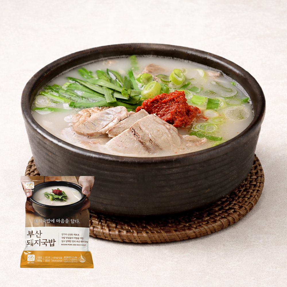 참도깨비 부산 돼지국밥 600g 2팩 양념다대기 포함 - 상품 이미지