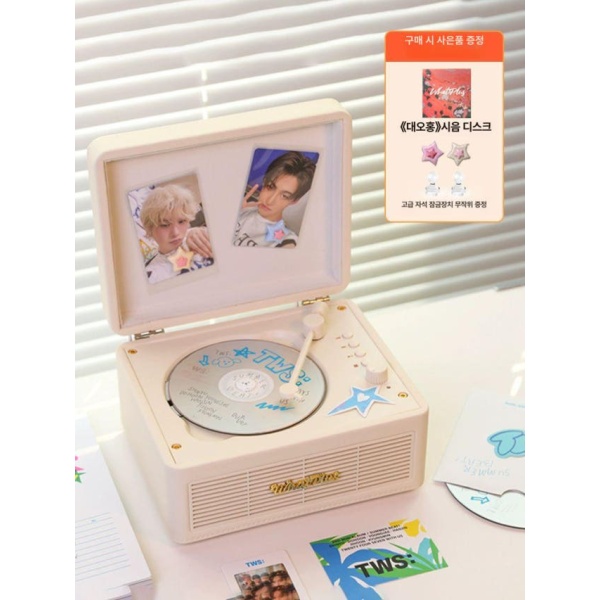감성 레트로 턴테이블 LP 플레이어 화이트 블루투스 CD 복고 복고 화이트 - 상세 이미지 2