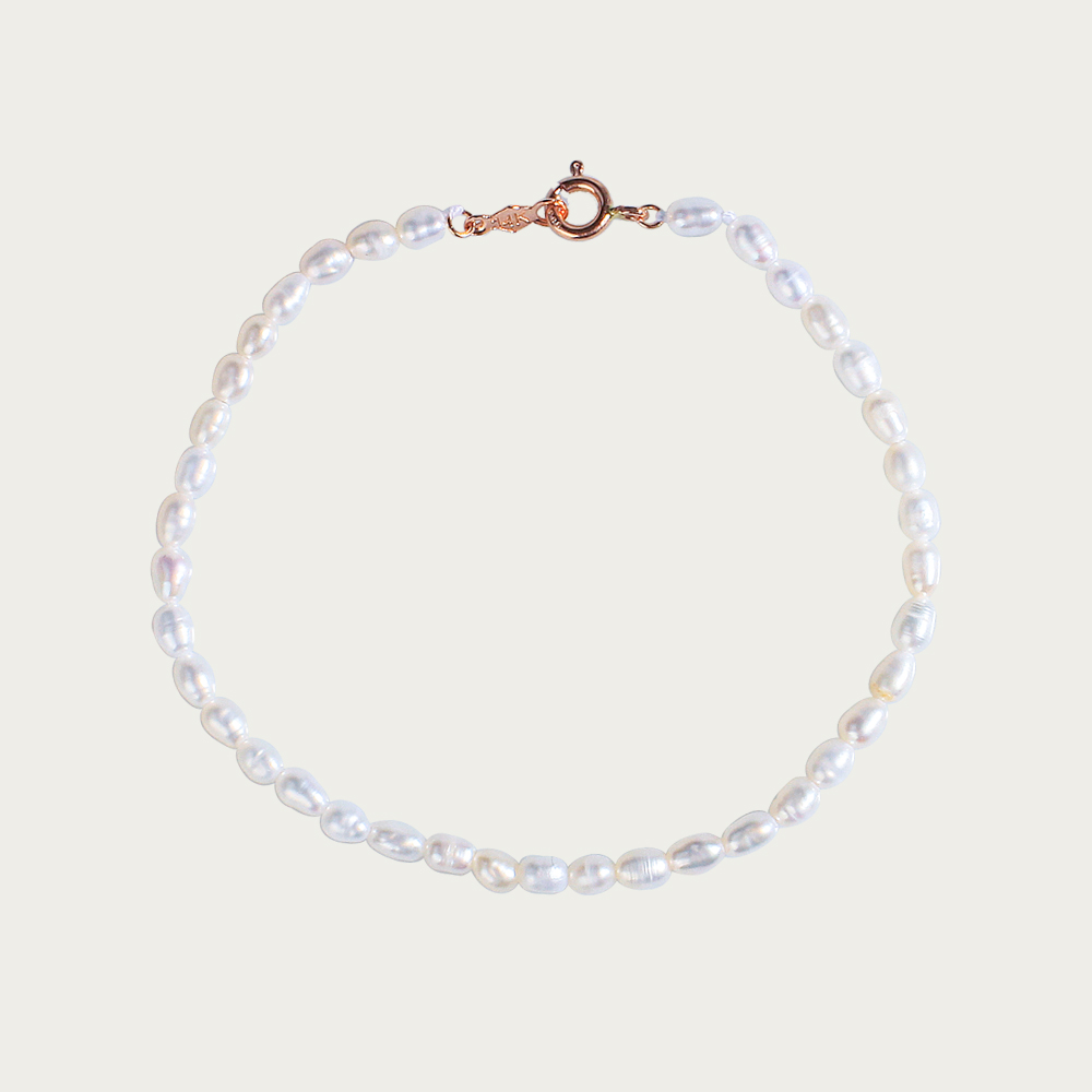 14K 3mm 밥풀 담수 진주 팔찌 레이어드 데일리 - 상품 이미지