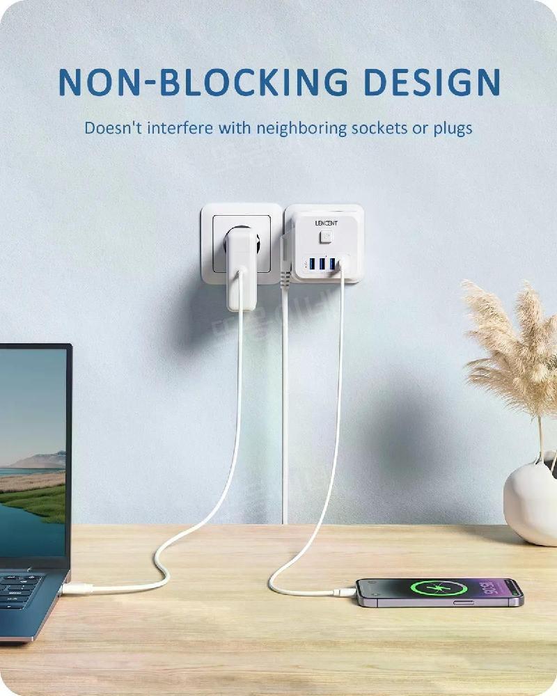 가정용 벽 콘센트 확장 AC USB 포트 타입 C 7-in-1 플러그 충전기 켜기/끄기 - 상세 이미지 3