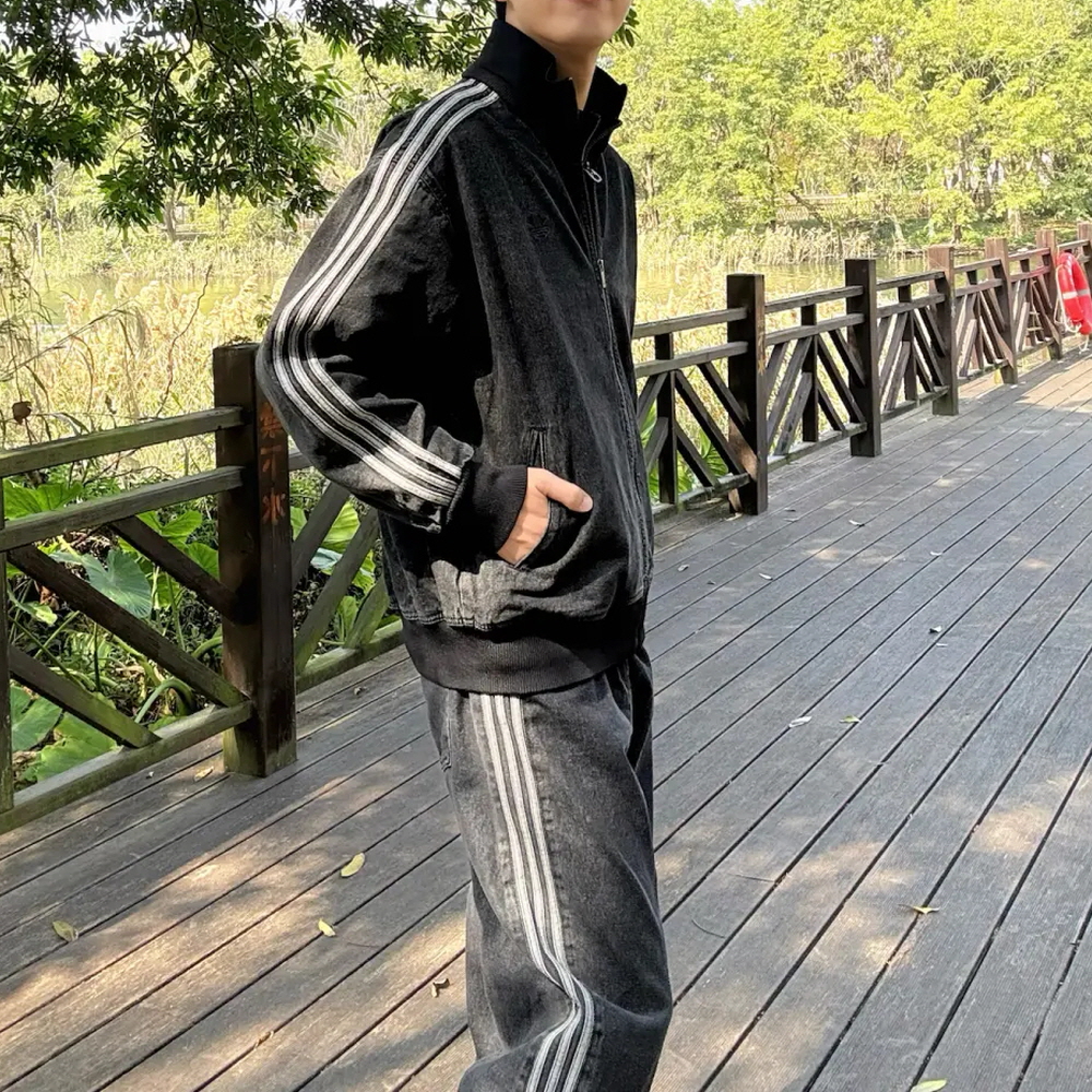 아디다스 아디컬러 데님 파이어버드 트랙탑 자켓 블랙 KD1516 이미지 6