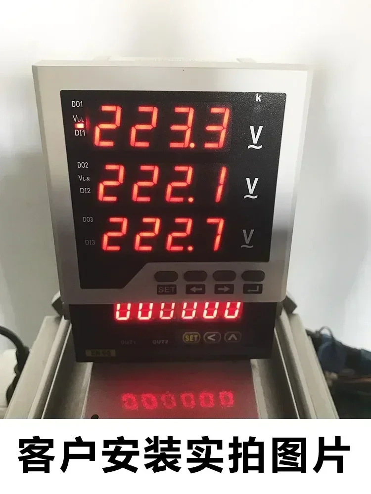 3상전압계 디지털 디스플레이 220V 전압계 380V 튜브 3 선 AC 6L2 측정